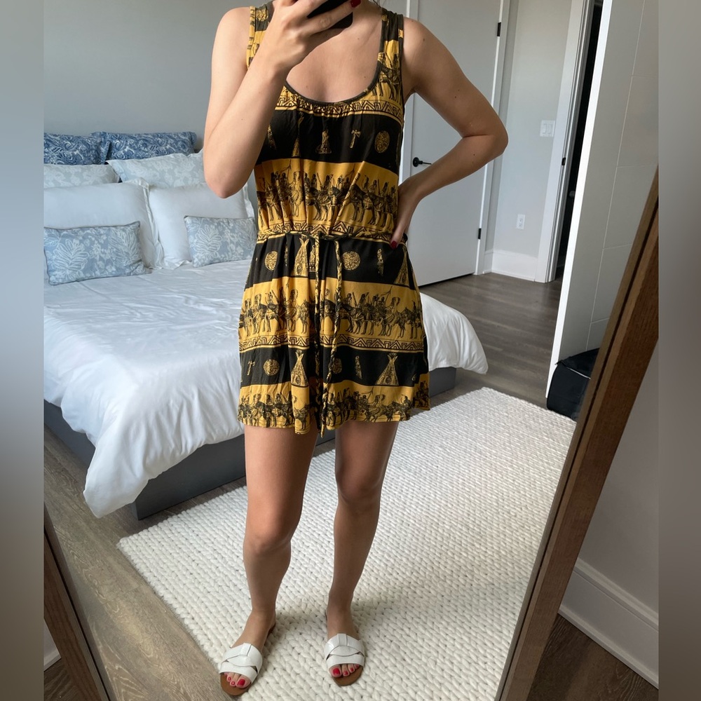 Black and Yellow Sleeveless Dress